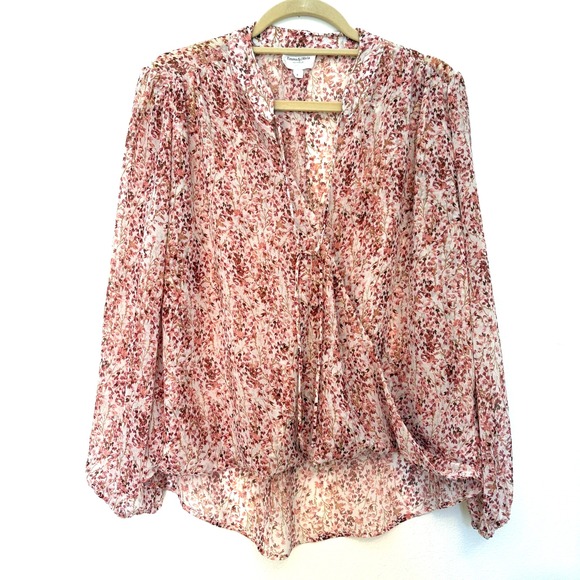 Emma & Olivia, Women's Blouse, Size L, Floral with Pinks, Mauve & Burgundy - Picture 1 of 4
